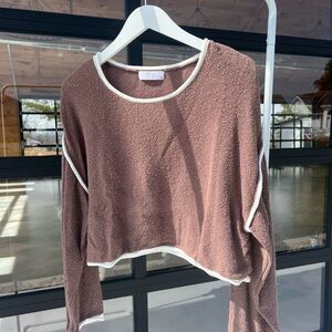 Everleigh Brown Crop Top with White Accents